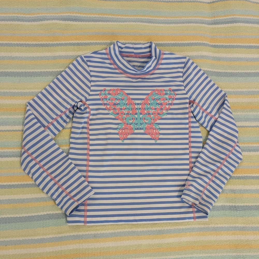 ⭐ Girl's Coolibar Striped Butterfly Rash Guard Small